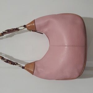 Dooney & Bourke Pink Pebble Leather and Tan Trim Hobo Bag💓🤎